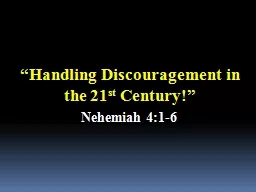 “Handling Discouragement in the 21