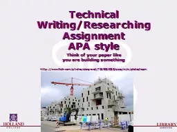 Technical Writing/Researching Assignment                APA