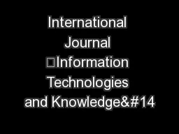 International Journal “Information Technologies and Knowledge