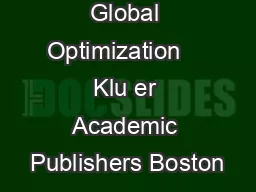Journal of Global Optimization    Klu er Academic Publishers Boston