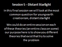 Session 5 – Distant Starlight