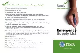 Emergency Supply List Additional Items to Consider Adding to an Emergency Supply Kit Prescription