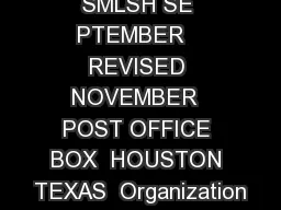 SMLSH SE PTEMBER   REVISED NOVEMBER  POST OFFICE BOX  HOUSTON TEXAS  Organization