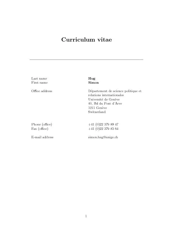 CurriculumVitae,SimonHug(April3,2016)2FieldsofInterest