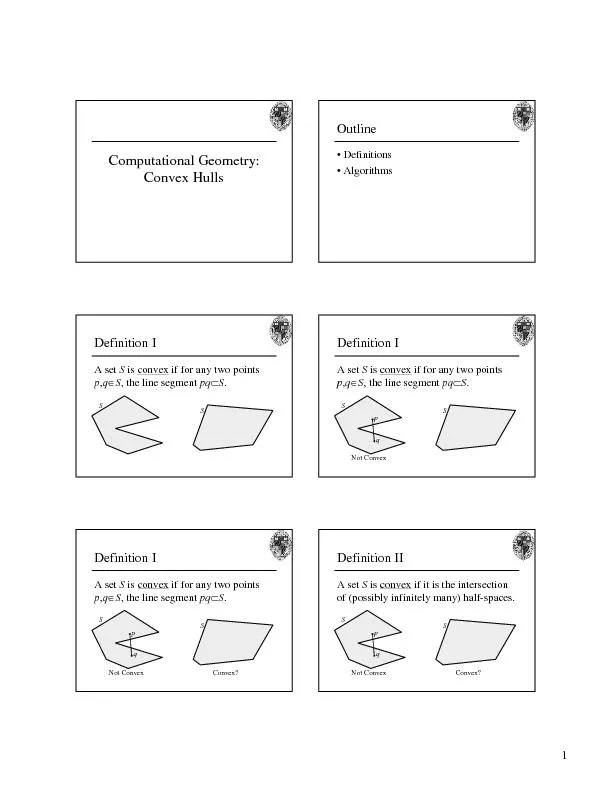1Computational Geometry:Convex HullsOutline