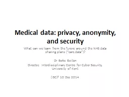 Medical data: privacy, anonymity,