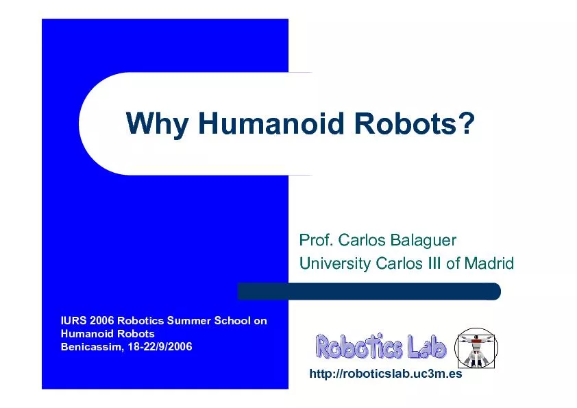 IURS 2006 RoboticsSummerSchoolonHumanoidRobots Benicassim, 18-22/9/200