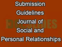 Manuscript Submission Guidelines Journal of Social and Personal Relationships
