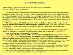 Mock GRF Review Panel