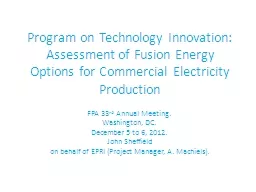 Program on Technology Innovation: