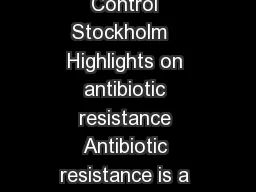 European Centre for Disease Prevention and Control Stockholm   Highlights on antibiotic