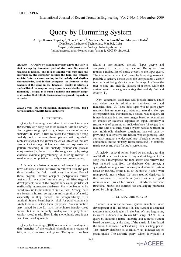 FULL PAPER International Journal of Recent Trends in Engineering, Vol