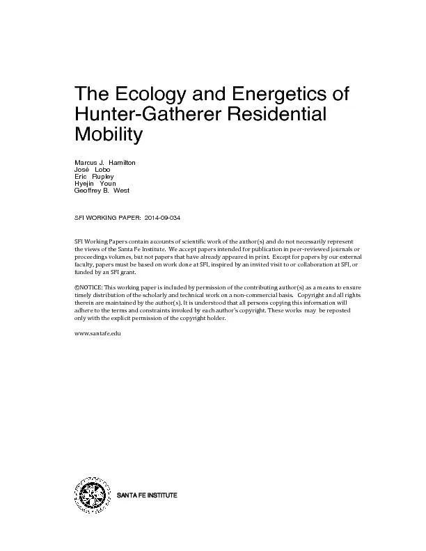 Hamilton et al. Hunter-gatherer residential mobility BIOLOGICAL SCIENC