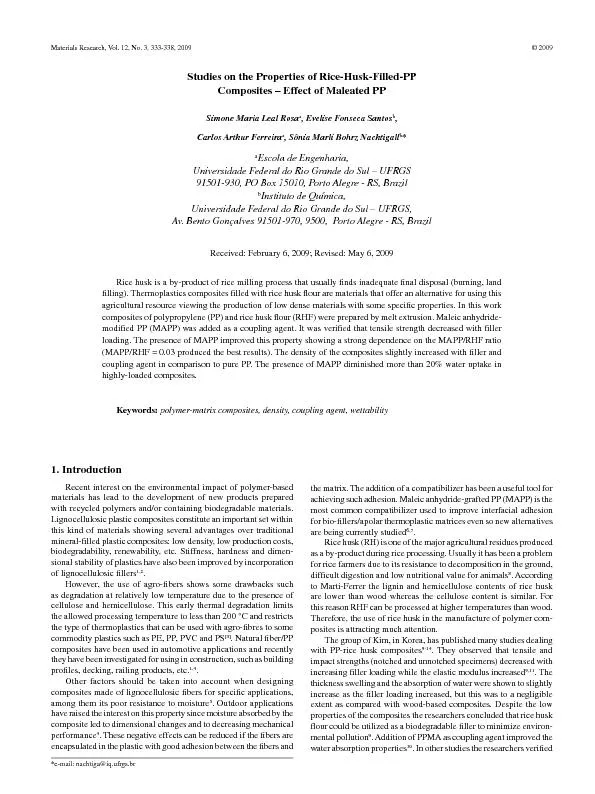 Materials Research, Vol. 12, No. 3, 333-338, 2009