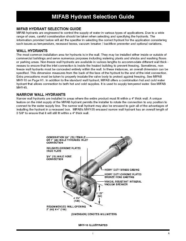 MIFAB HYDRANT SELECTION GUIDEMIFAB hydrants are engineered to control