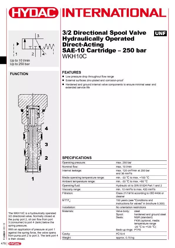 3/2 Directional Spool ValveHydraulically OperatedDirect-ActingSAE-10 C