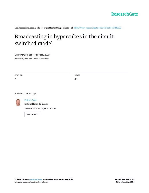 BroadcastinginHypercubesintheCircuitSwitchedModelJ.-CBermondT.KodateS.