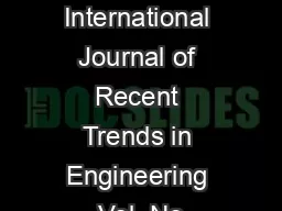 LETTERS International Journal of Recent Trends in Engineering Vol  No