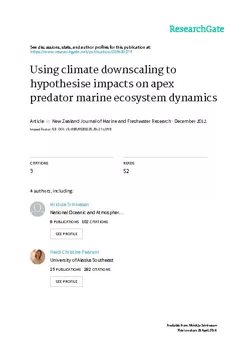 This article was downloaded by: [NOAA Central Library], [M Srinivasan]