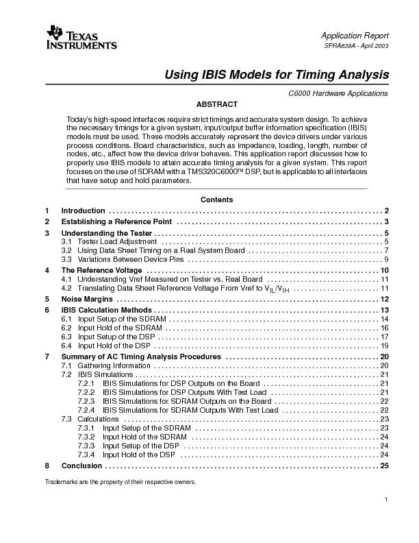 Using IBIS Models for Timing Analysis