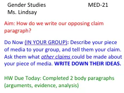 Gender Studies                            	MED-21