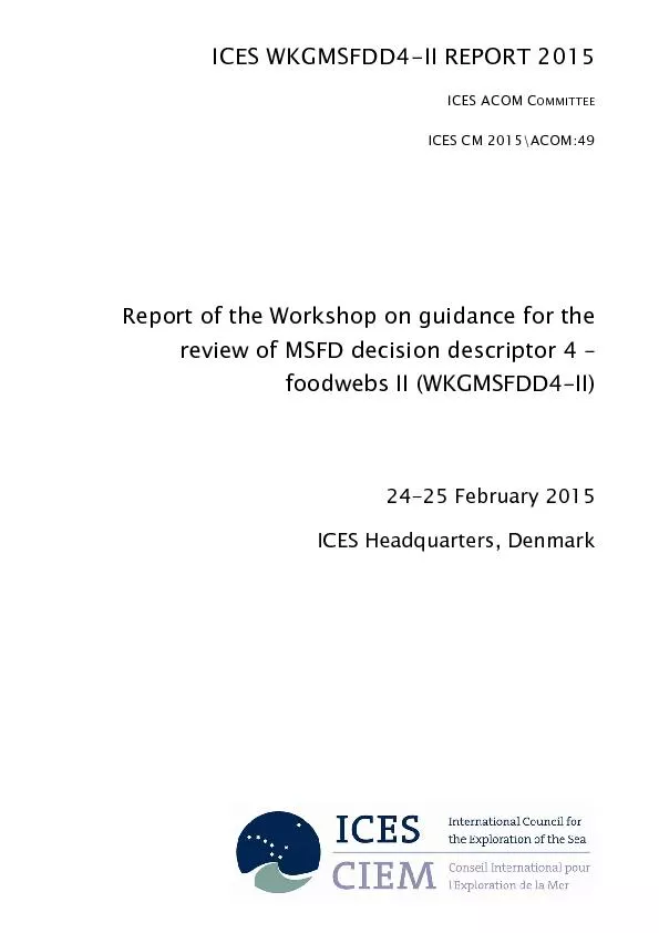 OMMITTEEReport of the Workshop on guidance for the
