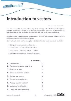 Introduction to vectors mcTYintrovector Avectorisaquantitythathasbothamagnitudeorsizeanda