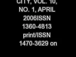 CITY, VOL. 10, NO. 1, APRIL 2006ISSN 1360-4813 print/ISSN 1470-3629 on