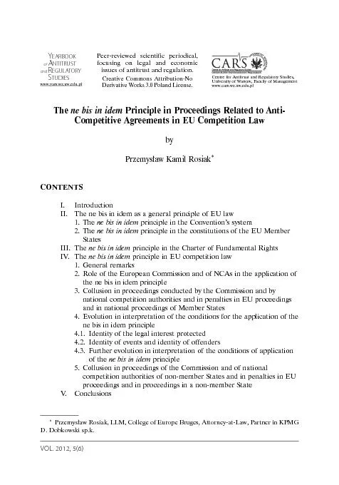 VOL.  Principle in Proceedings Related to Anti-Przemysaw Kamil RosiakI