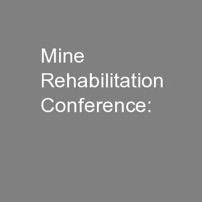 Mine Rehabilitation Conference: