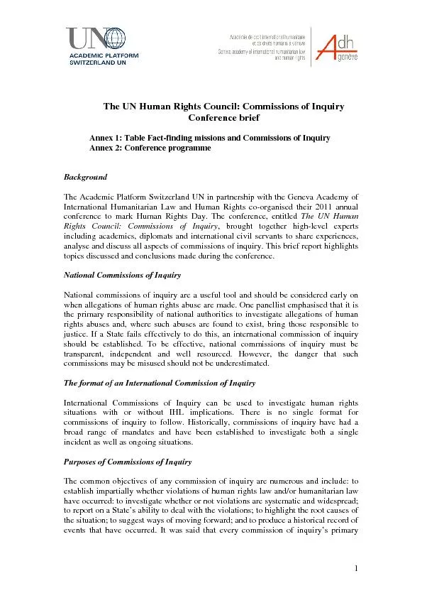 The UN Human Rights Council: Commissions of Inquiry