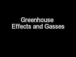 Greenhouse Effects and Gasses
