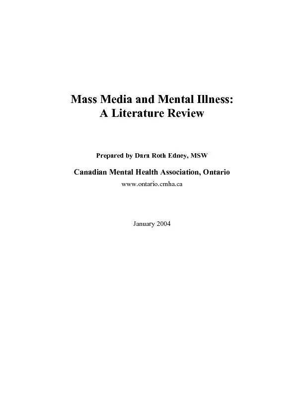 Mass Media and Mental Illness: A Literature Review