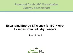 Expanding Energy Efficiency for BC Hydro: