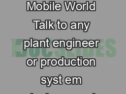 Contactless Energy Transfer A Better Solution For A Mobile World Talk to any plant engineer