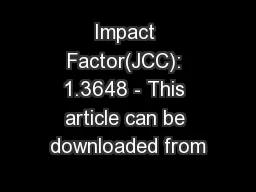 Impact Factor(JCC): 1.3648 - This article can be downloaded from