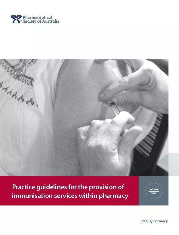 Practice guidelines for the provision of immunisation services within
