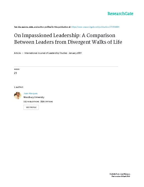 On Impassioned Leadership: A Comparison Between Leaders from Divergent
