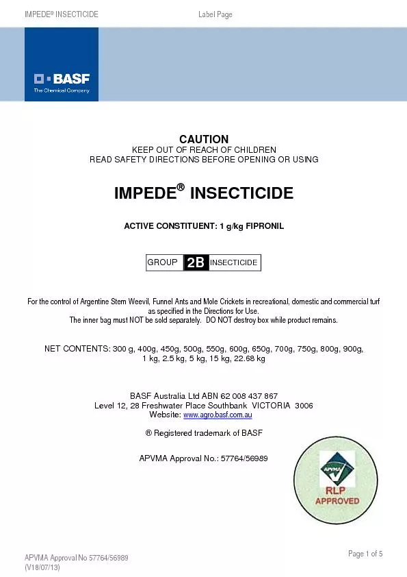 IMPEDENSECTICIDE                                      Label Page
