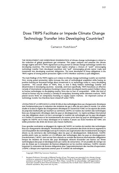TRIPS and Climate Change (2006) 3:2 UOLTJ 517Copyright 2006 