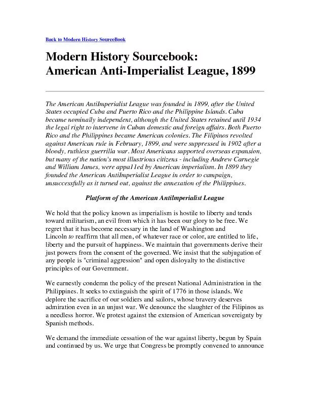 Back to Modern History SourceBook Modern History Sourcebook:  American