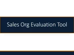 Sales Org Evaluation Tool