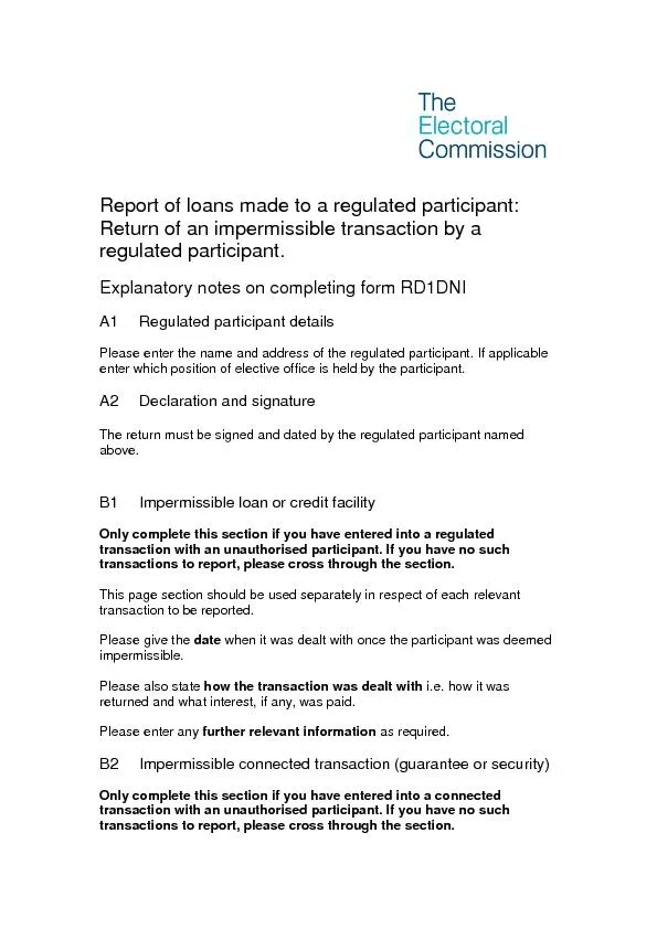 Report of loans made to a regulated participant: