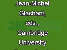 seau and Jean-Michel Glachant, eds., Cambridge University Press, Cambr