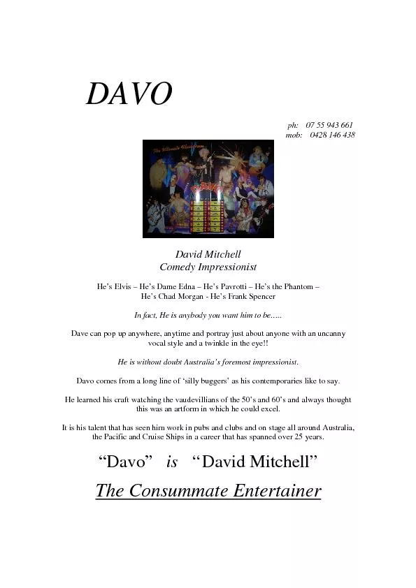 David Mitchell Comedy Impressionist He