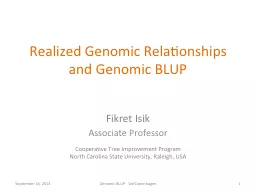 Realized Genomic Relationships and Genomic BLUP