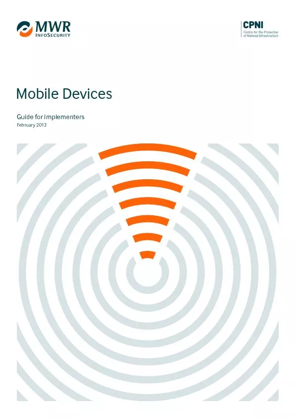 Guide for ImplementersFebruary 2013Mobile Devices