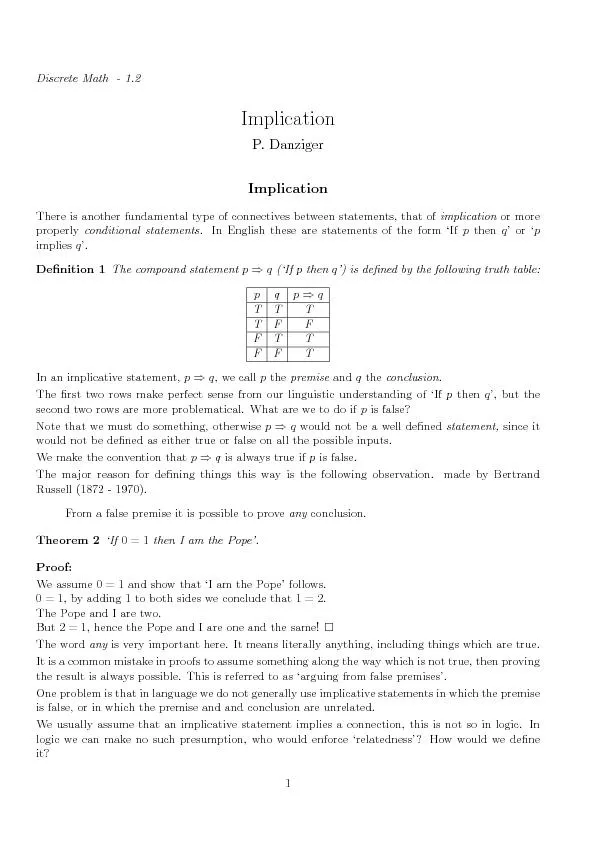 DiscreteMath-1.2ImplicationP.DanzigerWhenwewishtoproveanimplicativesta