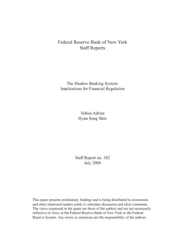 Federal Reserve Bank of New YorkStaff ReportsTobias AdrianStaff Report