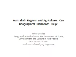 Australia’s Regions and Agriculture: Can Geographical Ind
